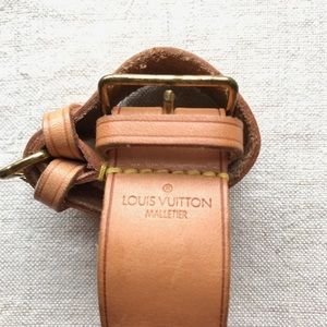 2 Louis Vuitton Leather Luggage Straps/Cuffs